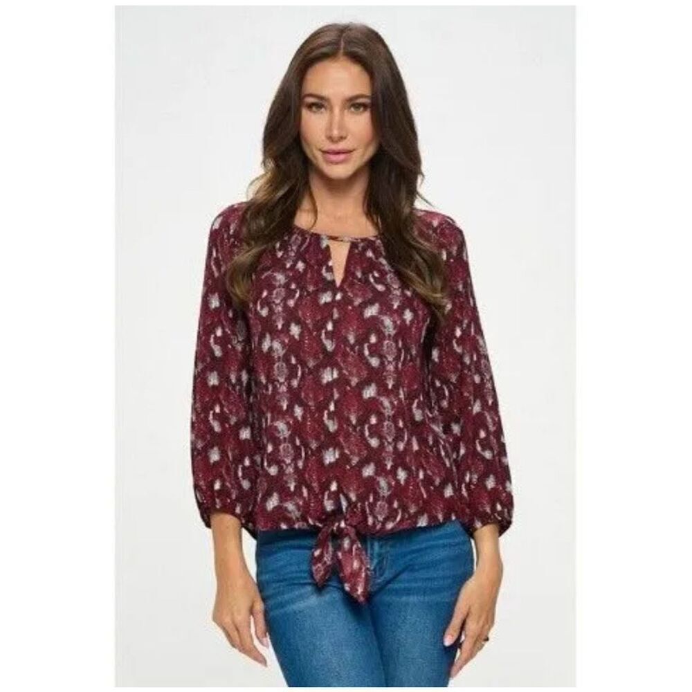 WEST K Women's Veronica Tie Front Blouse Size Small